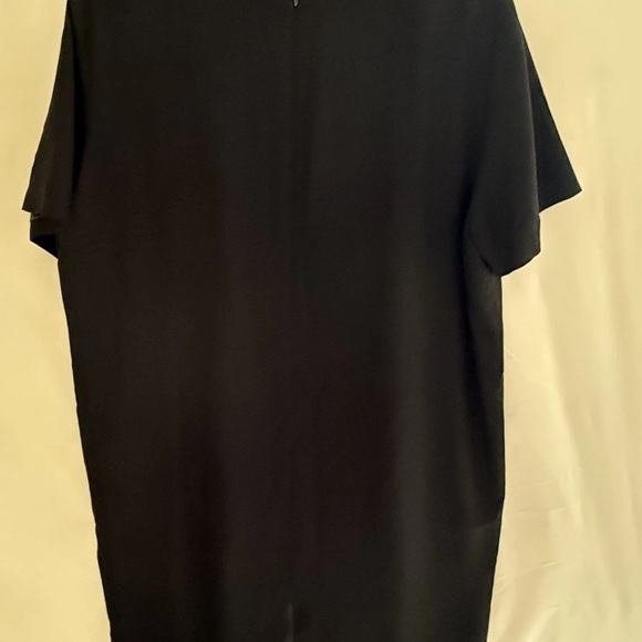 Evan-Picone Dress 16W Black Shift Short Sleeve Novelty Metal Button Retro Sheath - Picture 2 of 7